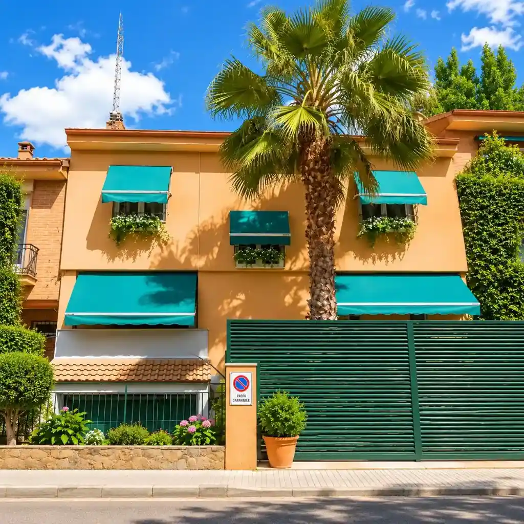 Casa con toldos verdes de Toldos Picasso